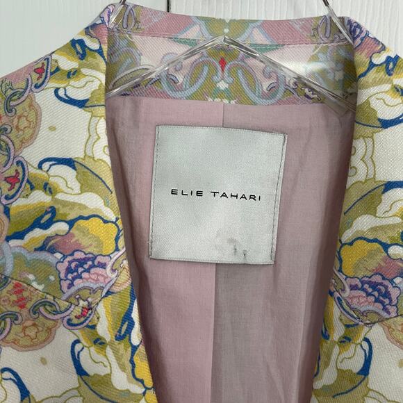 Elie Tahari The Skylar Linen-blend Blazer in Summer Damask Print - Picture 3 of 9